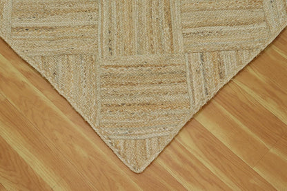 Hand Braided Jute 4 Ft Square Kilim Rug Flatweave Pink Geometric Pattern Jute Sisal Rug, Thick 0.27 Inch Indoor Outdoor Carpet for Kitchen, Bedside, Yoga Mat - Colors B
