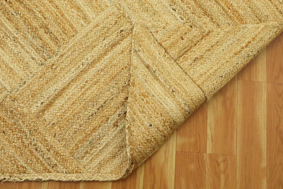 Hand Braided Jute 4 Ft Square Kilim Rug Flatweave Pink Geometric Pattern Jute Sisal Rug, Thick 0.27 Inch Indoor Outdoor Carpet for Kitchen, Bedside, Yoga Mat - Colors B