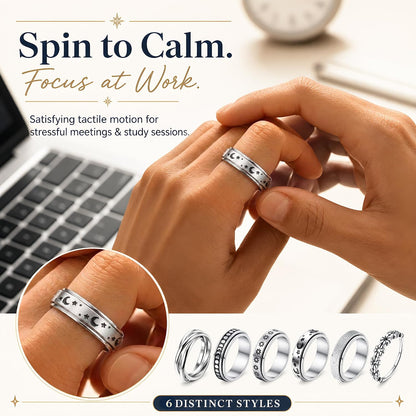 FUNRUN JEWELRY Fidget Anxiety Rings for Women and Men Spinner Ring 4-6PCS