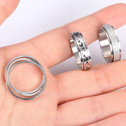 FUNRUN JEWELRY Fidget Anxiety Rings for Women and Men Spinner Ring 4-6PCS