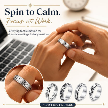 FUNRUN JEWELRY Fidget Anxiety Rings for Women and Men Spinner Ring 4-6PCS