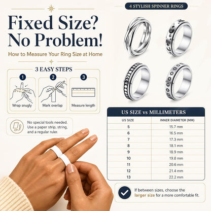 FUNRUN JEWELRY Fidget Anxiety Rings for Women and Men Spinner Ring 4-6PCS