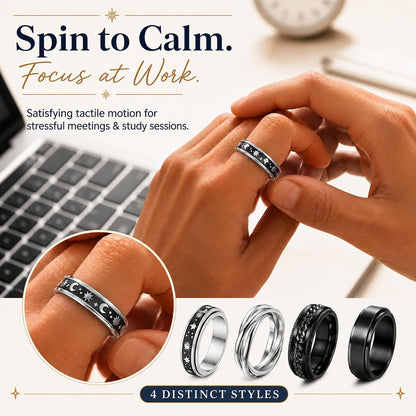 FUNRUN JEWELRY Fidget Anxiety Rings for Women and Men Spinner Ring 4-6PCS