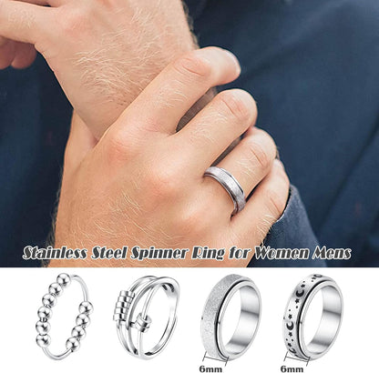 FUNRUN JEWELRY Fidget Anxiety Rings for Women and Men Spinner Ring 4-6PCS