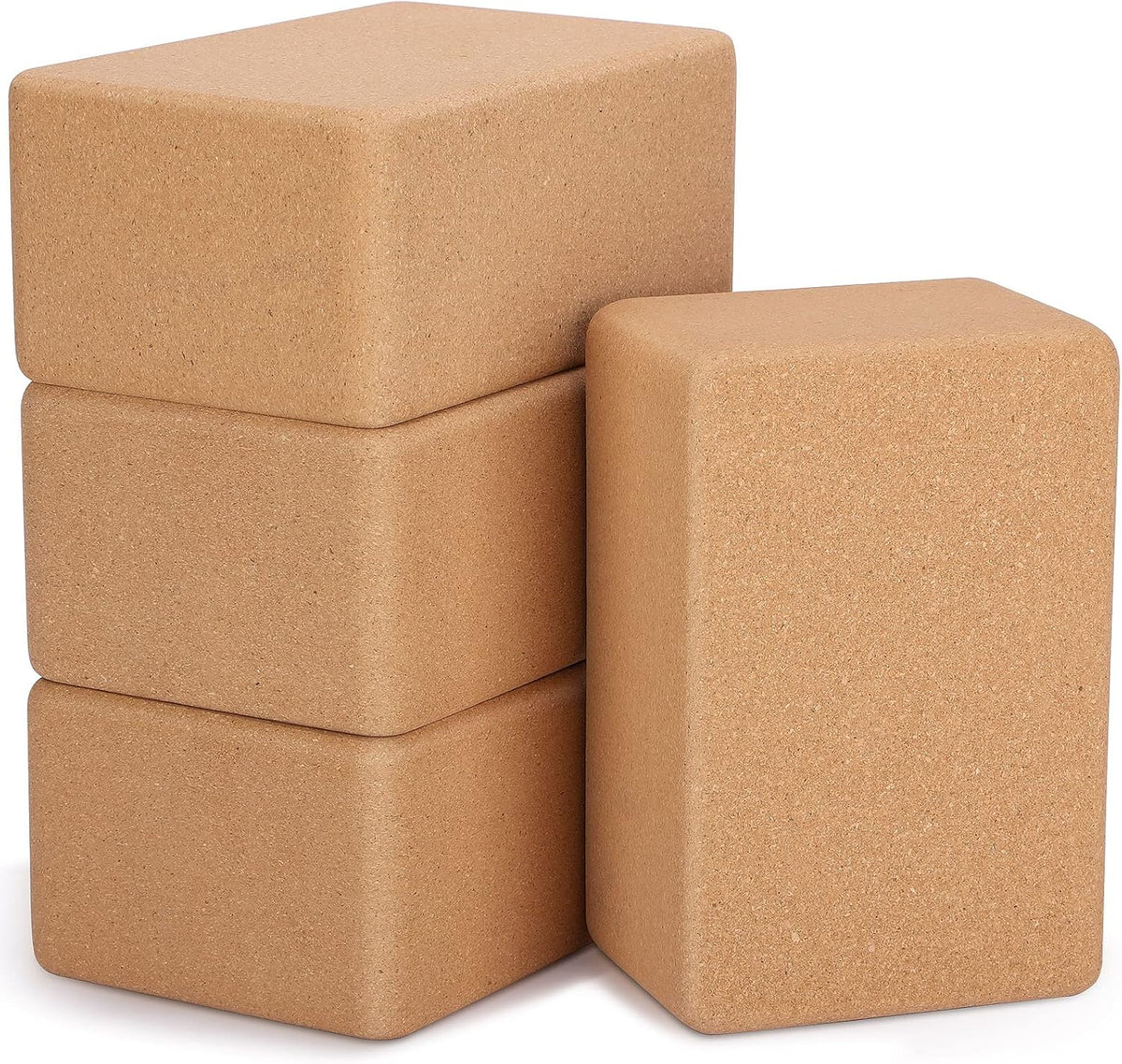 4 Pcs Cork Yoga Blocks, 9 x 6 x 4 in Non Slip Bricks