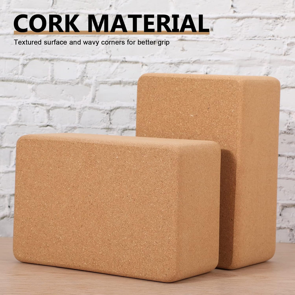 4 Pcs Cork Yoga Blocks, 9 x 6 x 4 in Non Slip Bricks
