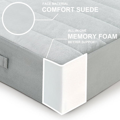 2 Pcs High Density Foam Floor Pillow - Upgraded Large Pillows Seating for Adults - Outdoor Floor Cushion with Soft Tufted Cover - Yoga Pillows for Sitting On Floor - 22 Inch Light Gray