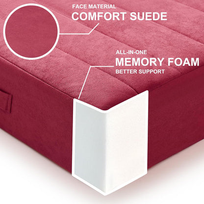 2 Pcs High Density Foam Floor Pillow - Upgraded Large Pillows Seating for Adults - Outdoor Floor Cushion with Soft Tufted Cover - Yoga Pillows for Sitting On Floor - 22 Inch Light Gray