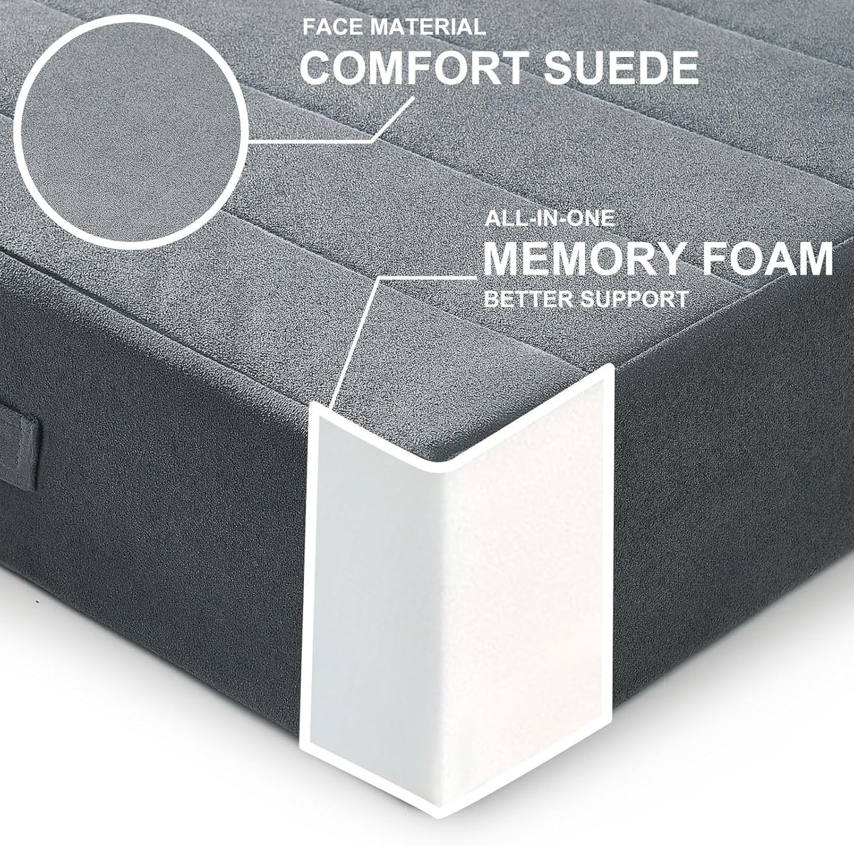2 Pcs High Density Foam Floor Pillow - Upgraded Large Pillows Seating for Adults - Outdoor Floor Cushion with Soft Tufted Cover - Yoga Pillows for Sitting On Floor - 22 Inch Light Gray