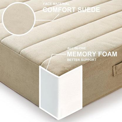 2 Pcs High Density Foam Floor Pillow - Upgraded Large Pillows Seating for Adults - Outdoor Floor Cushion with Soft Tufted Cover - Yoga Pillows for Sitting On Floor - 22 Inch Light Gray