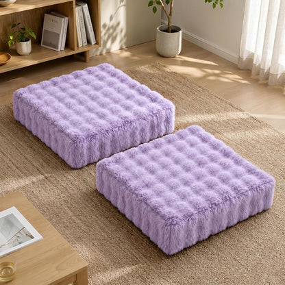 2 Pcs High Density Foam Floor Pillow - Upgraded Large Pillows Seating for Adults - Outdoor Floor Cushion with Soft Tufted Cover - Yoga Pillows for Sitting On Floor - 22 Inch Light Gray