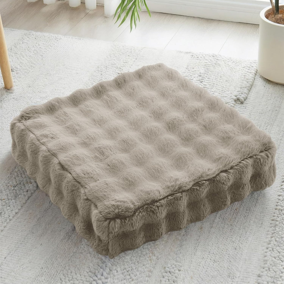2 Pcs High Density Foam Floor Pillow - Upgraded Large Pillows Seating for Adults - Outdoor Floor Cushion with Soft Tufted Cover - Yoga Pillows for Sitting On Floor - 22 Inch Light Gray
