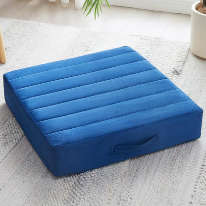 2 Pcs High Density Foam Floor Pillow - Upgraded Large Pillows Seating for Adults - Outdoor Floor Cushion with Soft Tufted Cover - Yoga Pillows for Sitting On Floor - 22 Inch Light Gray