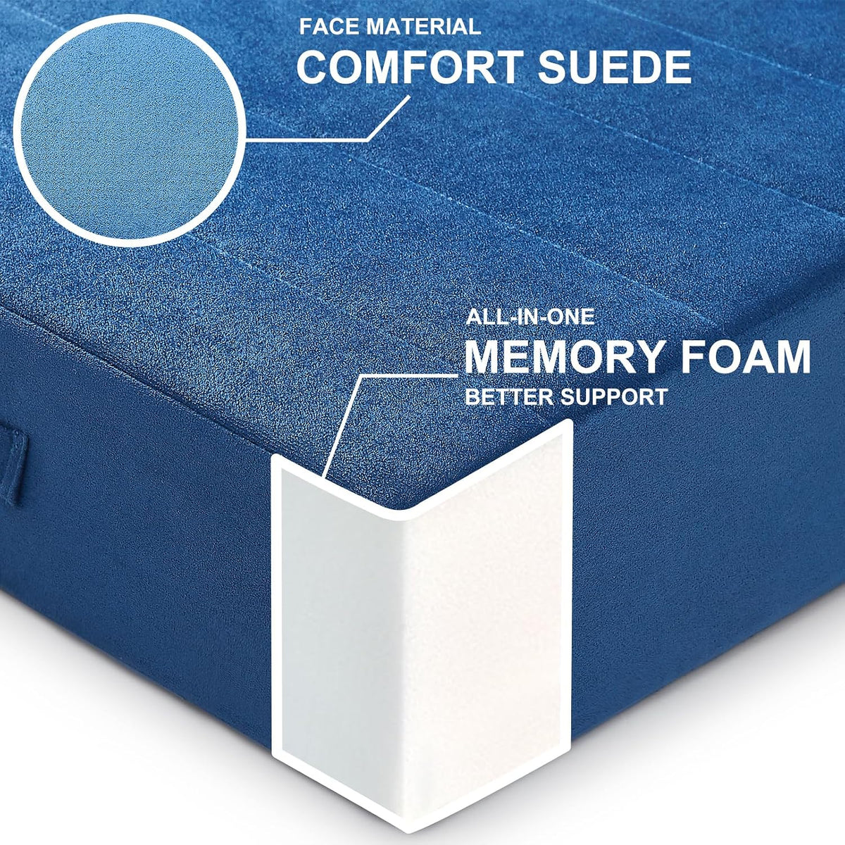 2 Pcs High Density Foam Floor Pillow - Upgraded Large Pillows Seating for Adults - Outdoor Floor Cushion with Soft Tufted Cover - Yoga Pillows for Sitting On Floor - 22 Inch Light Gray