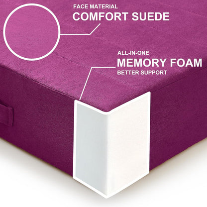 2 Pcs High Density Foam Floor Pillow - Upgraded Large Pillows Seating for Adults - Outdoor Floor Cushion with Soft Tufted Cover - Yoga Pillows for Sitting On Floor - 22 Inch Light Gray