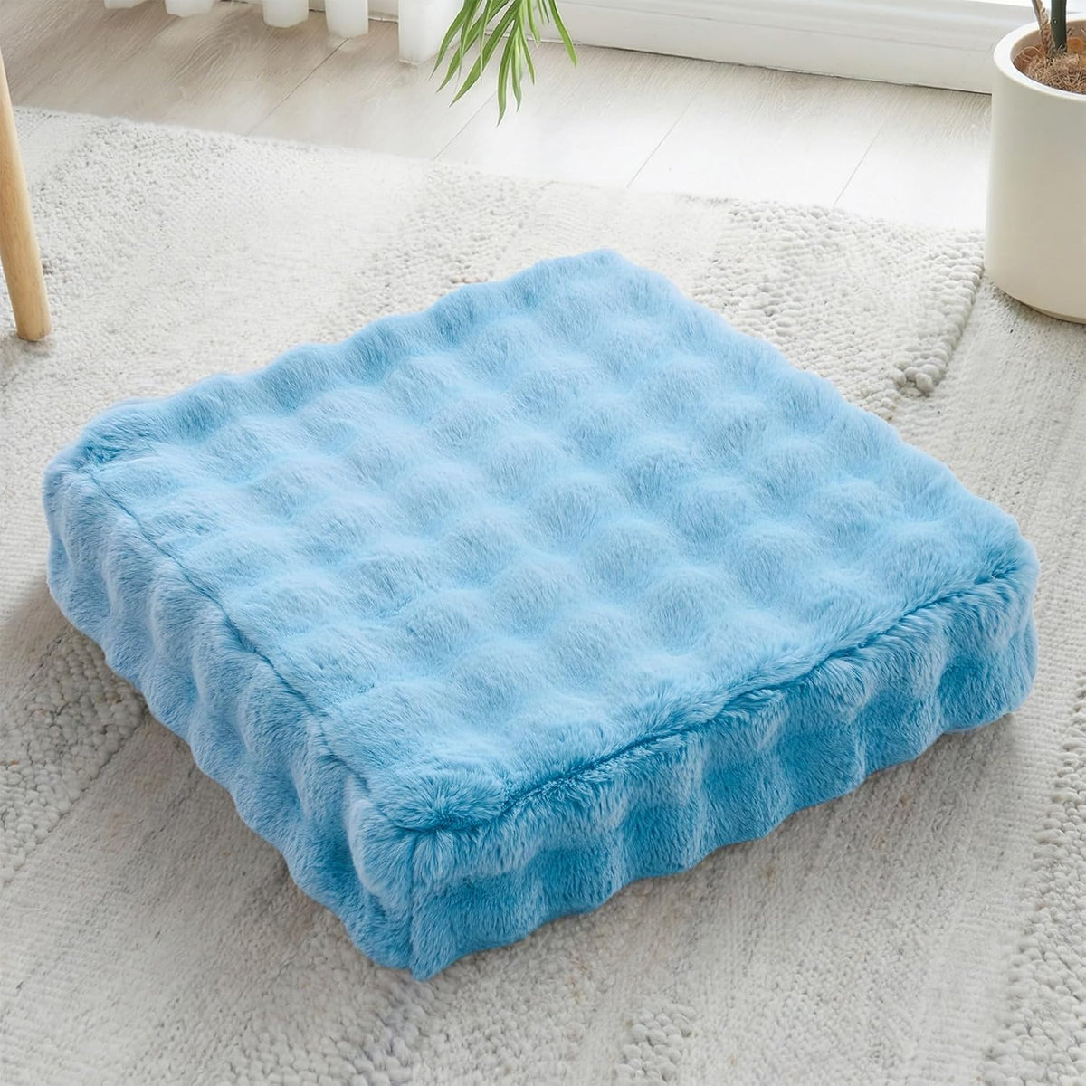 2 Pcs High Density Foam Floor Pillow - Upgraded Large Pillows Seating for Adults - Outdoor Floor Cushion with Soft Tufted Cover - Yoga Pillows for Sitting On Floor - 22 Inch Light Gray