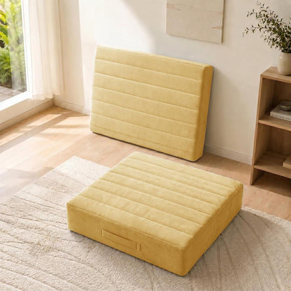 2 Pcs High Density Foam Floor Pillow - Upgraded Large Pillows Seating for Adults - Outdoor Floor Cushion with Soft Tufted Cover - Yoga Pillows for Sitting On Floor - 22 Inch Light Gray
