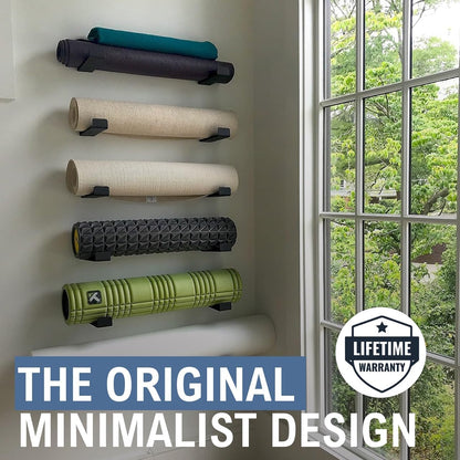 Yoga Mat Holder Wall Mount, Foam Roller Rack, Large
