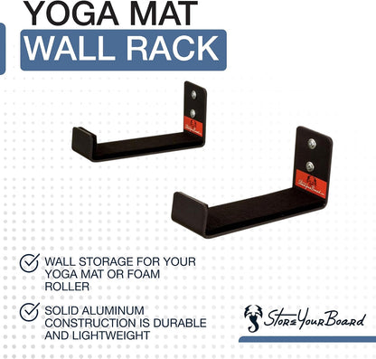 Yoga Mat Holder Wall Mount, Foam Roller Rack, Large