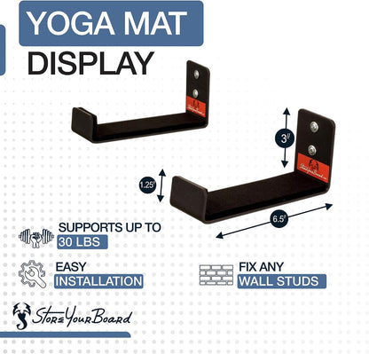 Yoga Mat Holder Wall Mount, Foam Roller Rack, Large