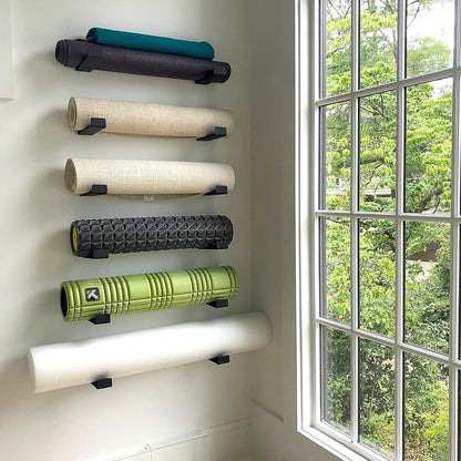 Yoga Mat Holder Wall Mount, Foam Roller Rack, Large