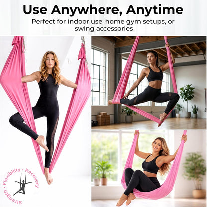 Aerial Yoga Hammock 5.5 Yards (198 Inches) – Premium Aerial Silk Swing for Antigravity Fitness, Inversion Therapy, Strength & Flexibility | Purple | Yoga Trapeze for Home & Studio