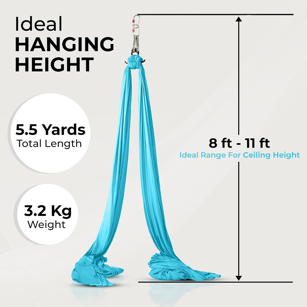 Aerial Yoga Hammock 5.5 Yards (198 Inches) – Premium Aerial Silk Swing for Antigravity Fitness, Inversion Therapy, Strength & Flexibility | Purple | Yoga Trapeze for Home & Studio