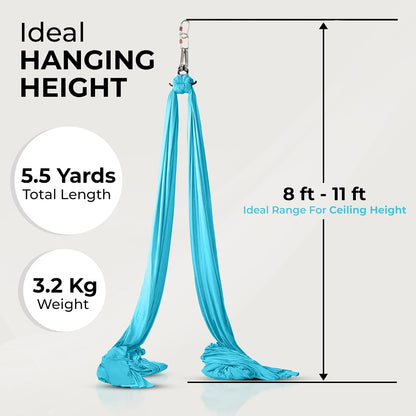 Aerial Yoga Hammock 5.5 Yards (198 Inches) – Premium Aerial Silk Swing for Antigravity Fitness, Inversion Therapy, Strength & Flexibility | Purple | Yoga Trapeze for Home & Studio