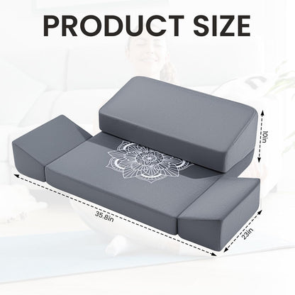 Large Meditation Cushion Foam Meditation Pillows for Sitting on Floor, Yoga Pillow for Adult, Meditation Mat with 2 Knee Cushions and Hip Support-3 Shapes for Different People