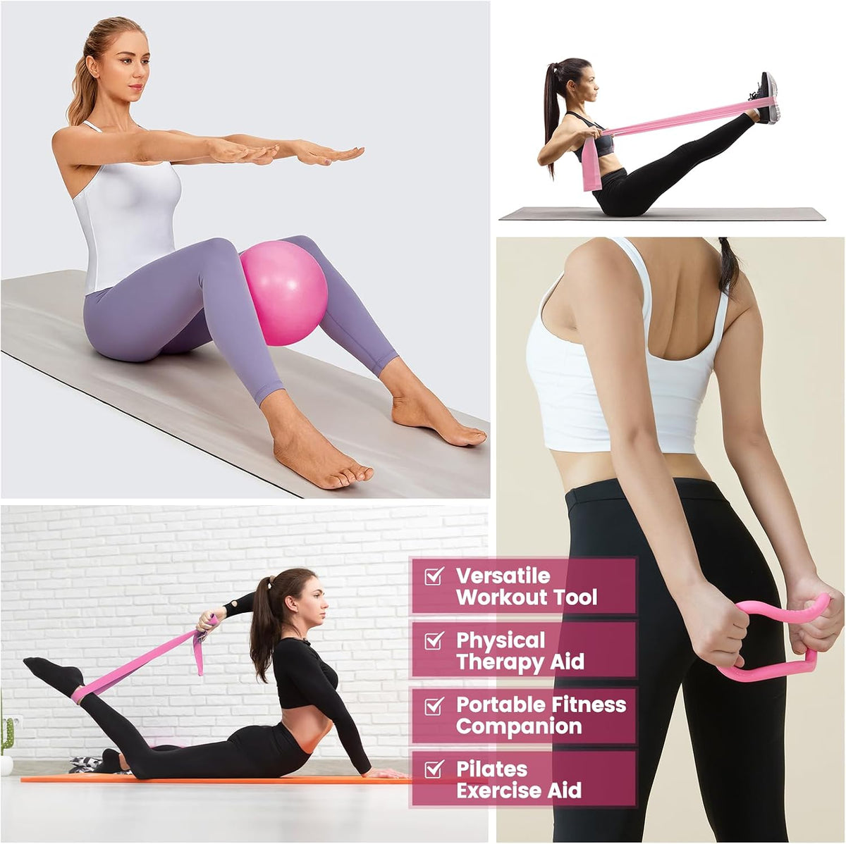 Pilates Kit for Women 13PCS, Pilates Ring Ball Resistance Bands Workout Set