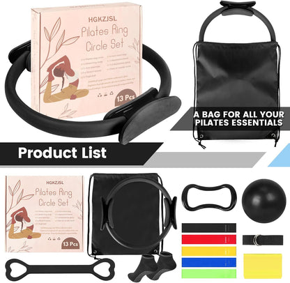 Pilates Kit for Women 13PCS, Pilates Ring Ball Resistance Bands Workout Set