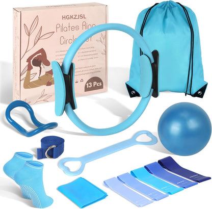 Pilates Kit for Women 13PCS, Pilates Ring Ball Resistance Bands Workout Set