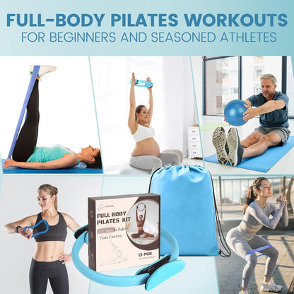 Pilates Kit for Women 13PCS, Pilates Ring Ball Resistance Bands Workout Set