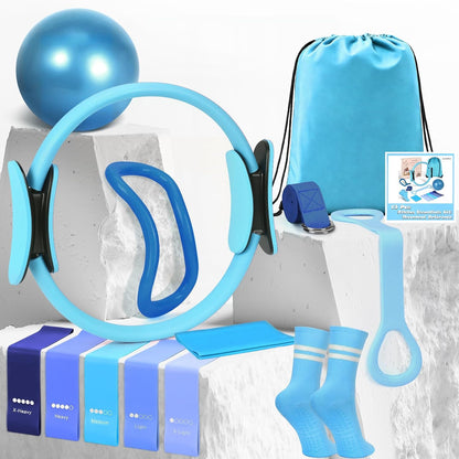 Pilates Kit for Women 13PCS, Pilates Ring Ball Resistance Bands Workout Set