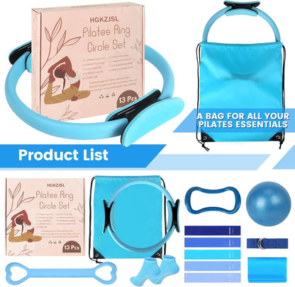 Pilates Kit for Women 13PCS, Pilates Ring Ball Resistance Bands Workout Set