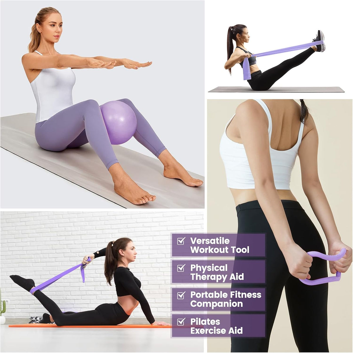 Pilates Kit for Women 13PCS, Pilates Ring Ball Resistance Bands Workout Set