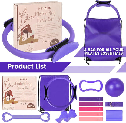 Pilates Kit for Women 13PCS, Pilates Ring Ball Resistance Bands Workout Set