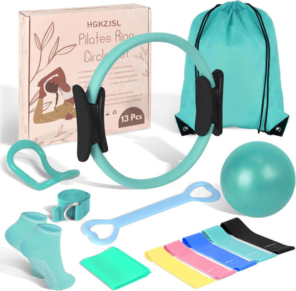 Pilates Kit for Women 13PCS, Pilates Ring Ball Resistance Bands Workout Set