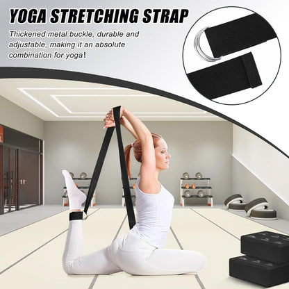 Yoga Blocks Set with Straps, High Density Yoga Bricks, Lightweight EVA Foam Pilates Block, 2 Yoga Blocks with 2 Straps for Yoga, Pilates, Fitness, Stretching and Toning