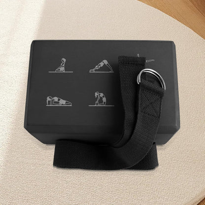 Yoga Blocks Set with Straps, High Density Yoga Bricks, Lightweight EVA Foam Pilates Block, 2 Yoga Blocks with 2 Straps for Yoga, Pilates, Fitness, Stretching and Toning
