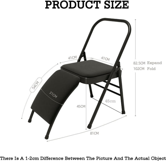 Folding Chair with Backrest,Dual Crossbeam Support,Pilates Yoga Auxiliary Chair,for Back Pain Relieving Strength Training(Color 3,45x81x82.5cm)