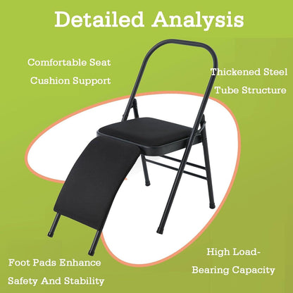 Folding Chair with Backrest,Dual Crossbeam Support,Pilates Yoga Auxiliary Chair,for Back Pain Relieving Strength Training(Color 3,45x81x82.5cm)