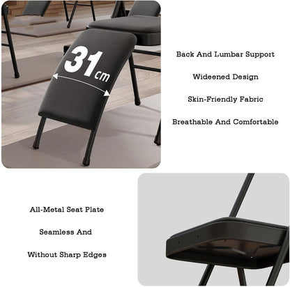 Folding Chair with Backrest,Dual Crossbeam Support,Pilates Yoga Auxiliary Chair,for Back Pain Relieving Strength Training(Color 3,45x81x82.5cm)