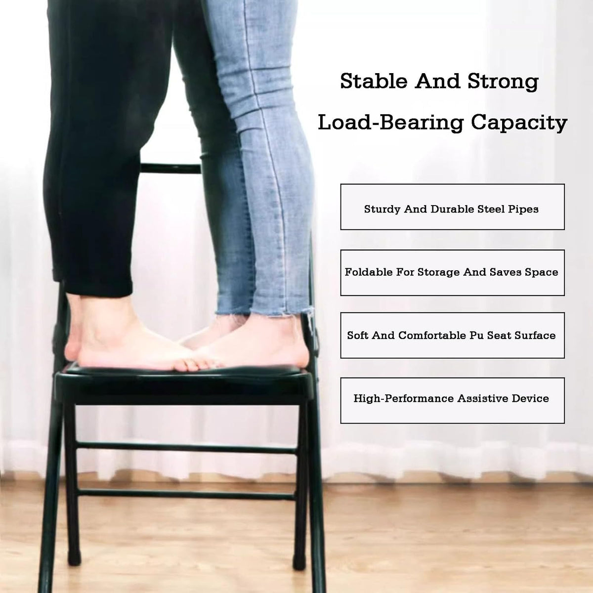 Folding Chair with Backrest,Dual Crossbeam Support,Pilates Yoga Auxiliary Chair,for Back Pain Relieving Strength Training(Color 3,45x81x82.5cm)