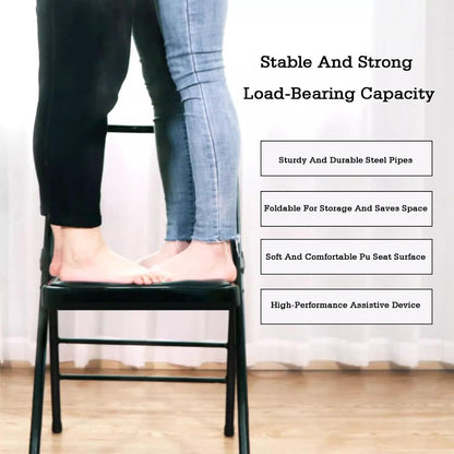 Folding Chair with Backrest,Dual Crossbeam Support,Pilates Yoga Auxiliary Chair,for Back Pain Relieving Strength Training(Color 3,45x81x82.5cm)