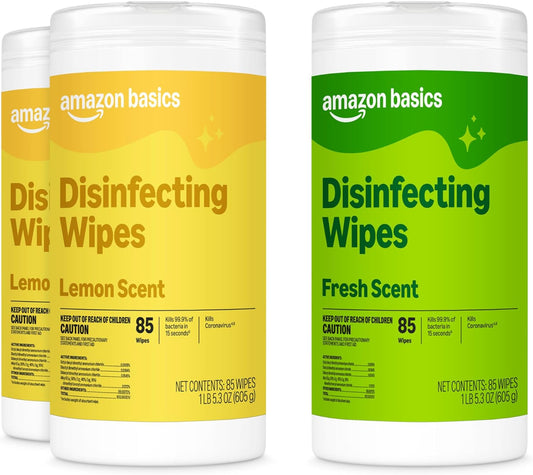 Disinfecting Wipes, Lemon & Fresh Scent, Sanitizes, Cleans, Disinfects & Deodorizes, 255 Count (3 Packs of 85), Packaging May Vary