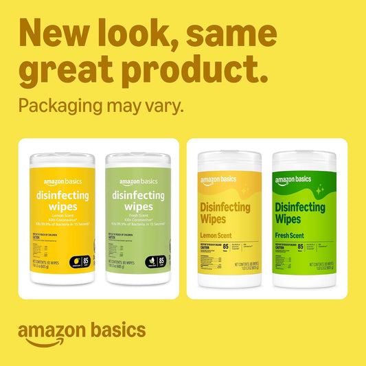 Disinfecting Wipes, Lemon & Fresh Scent, Sanitizes, Cleans, Disinfects & Deodorizes, 255 Count (3 Packs of 85), Packaging May Vary