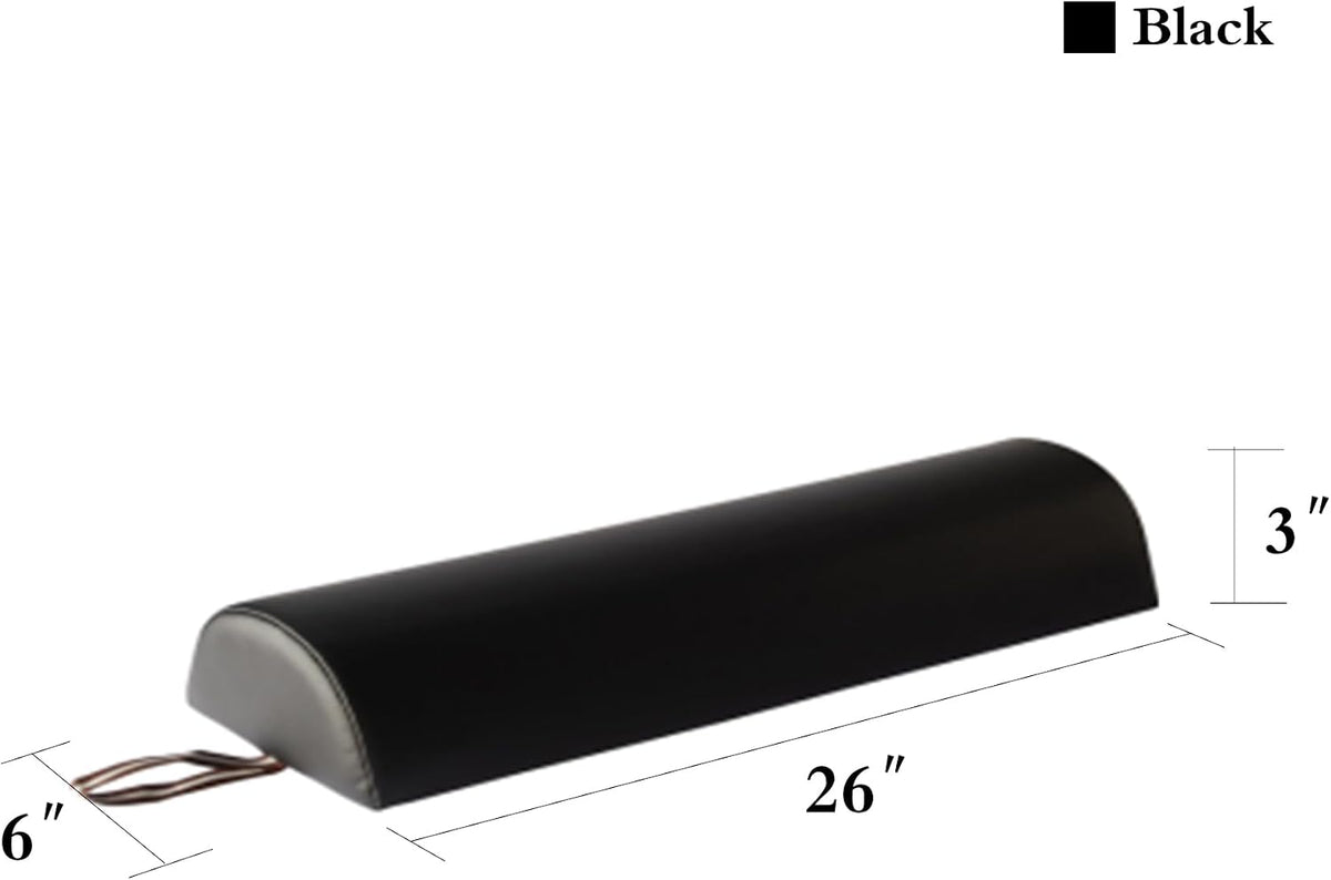 6 Inch Semi Round Bolster Table Cushion Pillow Black