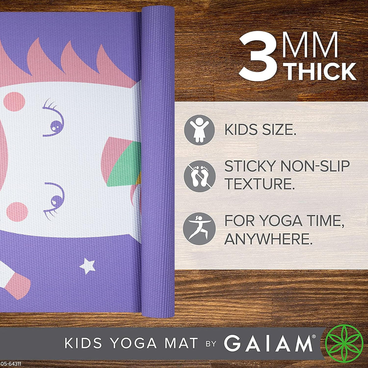 Kids Printed Yoga Mat, Non-Toxic, Fun Design, 3mm