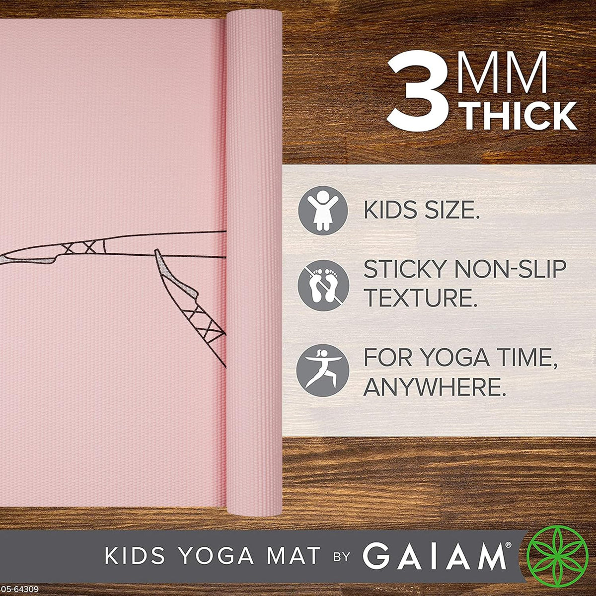 Kids Printed Yoga Mat, Non-Toxic, Fun Design, 3mm